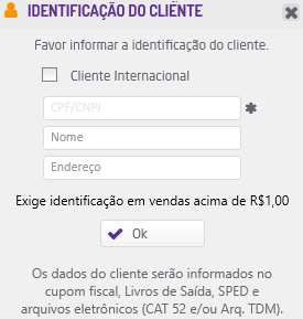 Identificação do cliente