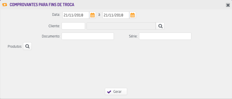 Filtros - Comprovantes pra Fins de Troca
