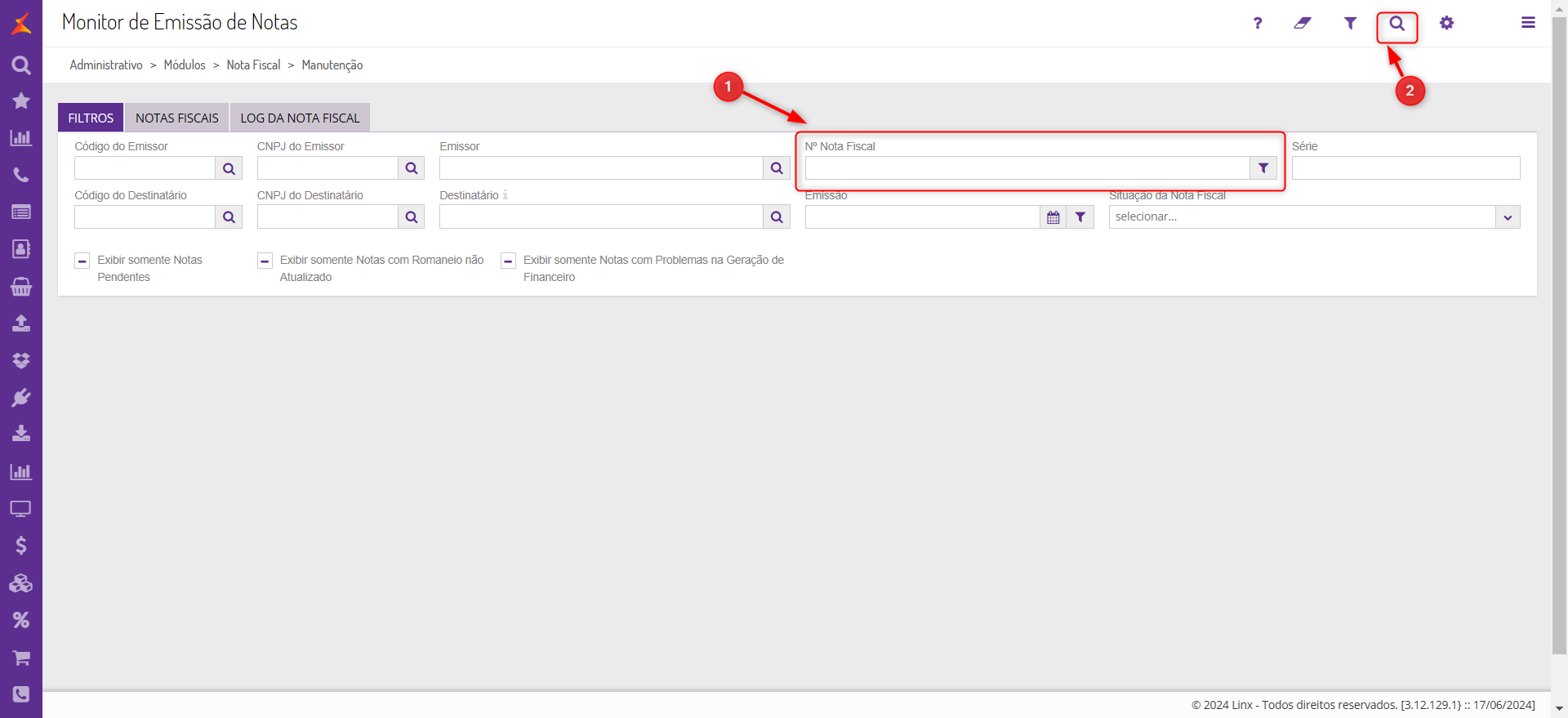 Shopping - Linx UX > Linx OmniPOSe - Atendimento - O PDV não recebeu o status da situação da nota fiscal XX. Entre no módulo administrativo para verificar sua aprovação. > image-2024-6-24_11-37-5.png