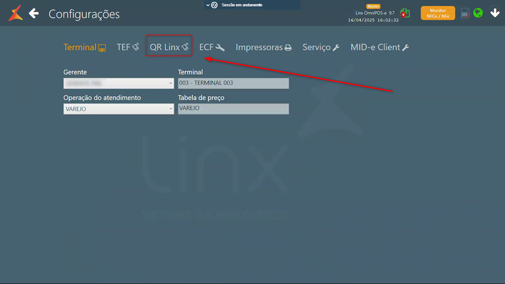 Shopping - Linx UX > Linx OmniPOSe - Configuração - Como ativar o QR Linx em um novo terminal? > image-2025-4-16_16-17-52.png