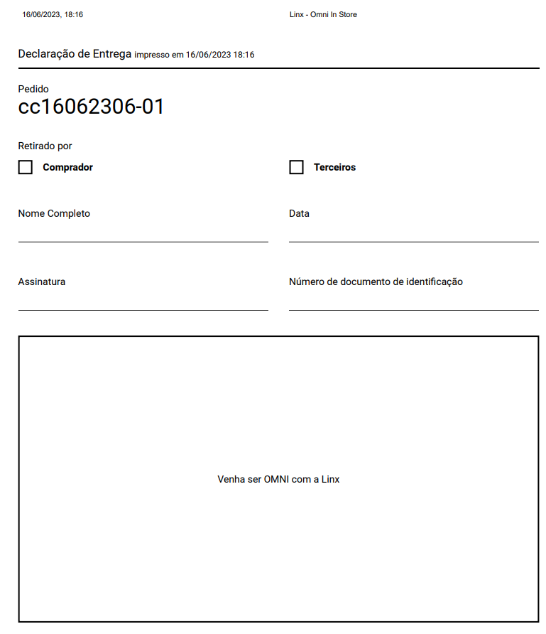 Figura 3 - Etiqueta para declaração de retirada com customização Figura 3 - Etiqueta para declaração de retirada com customização