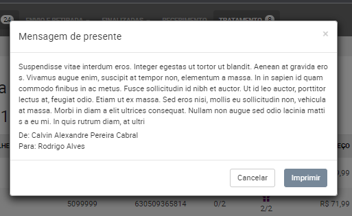 Tela Mensagem de Presente - Texto Tela Mensagem de Presente - Texto