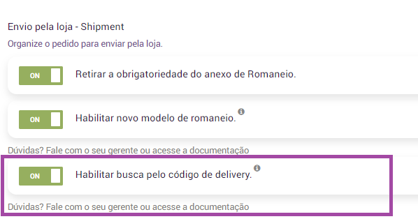 Cockpit - Habilitar busca pelo código de delivery Cockpit - Habilitar busca pelo código de delivery